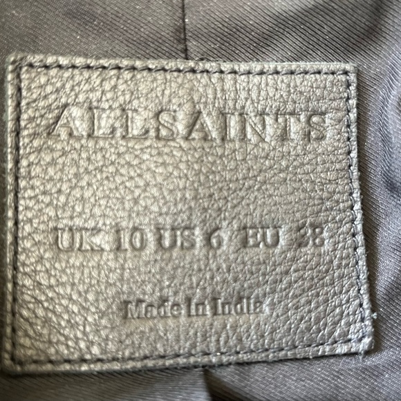 All Saints Classic leather biker jacket size 6 - Picture 3 of 3